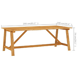 vidaXL Table à manger de jardin 206x100x74 cm Bois d'acacia massif pas cher