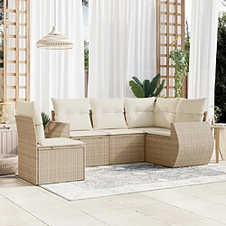 Maison Chic Salon de jardin avec coussins 5 pcs, Ensemble Tables et chaises de jardin,, Ensemble Tables et chaises de jardin, beige résine tressée -GKD743046