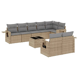 vidaXL Salon de jardin avec coussins 9 pcs beige résine tressée