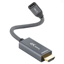 CABLING® Câble Adaptateur femelle USB-C vers prise mâle HDMI 4K 60 Hz - câble nylon 20 cm 