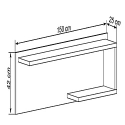 Pegane Etagère murale coloris chêne, graphite - Longueur 150 x Profondeur 25 x hauteur 42 cm