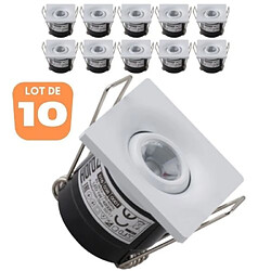 HOROZ ELECTRIC Lot de 10 minis spots LED SILVIA 1W orientable carré blanc