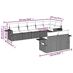 Avis vidaXL Salon de jardin avec coussins 8 pcs beige résine tressée