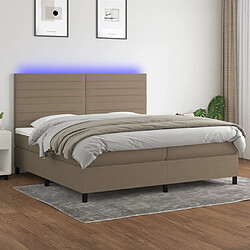 vidaXL Sommier à lattes de lit et matelas et LED Taupe 200x200cm Tissu 