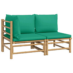 vidaXL Salon de jardin 2 pcs avec coussins vert bambou