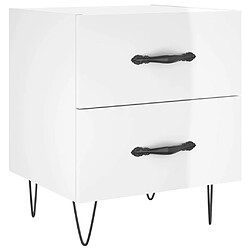 Maison Chic Lot de 2 Tables de chevet,Table de nuit,Table d'appoint pour salon blanc brillant 40x35x47,5 cm -MN70582 pas cher