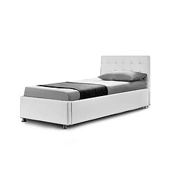 Meubler Design Lit Complet Sommier Relevable + Tête De Lit + Cadre De Lit Capitole - Blanc - 90x190 