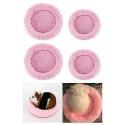 Acheter 4 Pièces Polaire Pour Animaux De Compagnie Confortable Tapis Tampons Literie Pour Lapin Rat Hamster Souris Lit Maison Rose