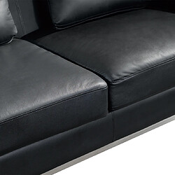 Beliani Canapé angle à droite 4 places en cuir noir avec pouf OSLO