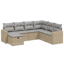 vidaXL Salon de jardin avec coussins 7pcs mélange beige résine tressée