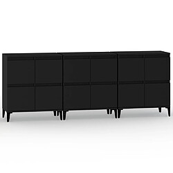 vidaXL Buffets 3 pcs noir 60x35x70 cm bois d'ingénierie