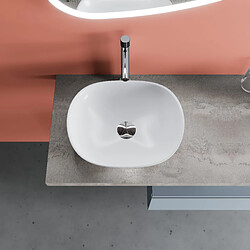 Kiamami Valentina BETON TOP 100CM LAVABO À POSER AVEC TIROIR BLEU 60CM MIROIR LED | LAGOS