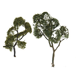 Mini arbres de paysage 2pcs Arbres Modèles Nouveauté Paysage Paysage Train Chemins De Fer échelle 1: 75-vert