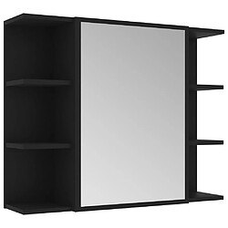 vidaXL Armoire à miroir de salle de bain Noir Bois d’ingénierie