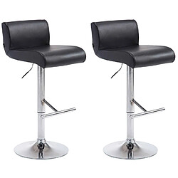 Decoshop26 Lot de 2 tabourets de bar chaises haute généreusement rembourrés en métal chromé et PVC noir 10_0004057 