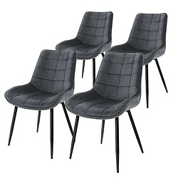 ML-Design Lot de 4 chaises de salle à manger cuisine anthracite en velours pied en acier