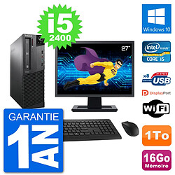 PC Lenovo M91p SFF Ecran 27" Intel i5-2400 RAM 16Go Disque 1To Windows 10 Wifi - Occasion