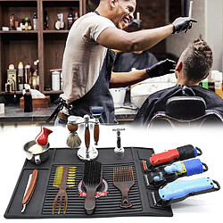 Avis Noir Tapis de Barbier Salon de Beauté Table Tapis, non-Slip Résistant à La Chaleur Silicone Barber Coiffure Mat pour Styling Sèche-Cheveux Tondeuses