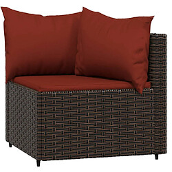 Avis vidaXL Salon de jardin 3 pcs avec coussins marron résine tressée