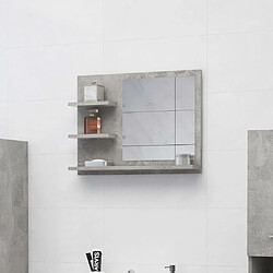 vidaXL Miroir de salle de bain gris béton 60x10,5x45cm bois ingénierie 