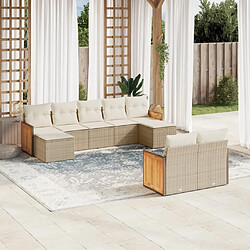 vidaXL Salon de jardin avec coussins 9 pcs beige résine tressée