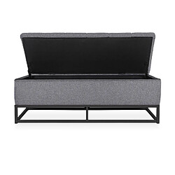 Banquette coffre Angele Tissu gris foncé pieds noir