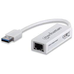 Manhattan 506847 adaptateur et connecteur de câbles USB 3.0 RJ-45 Blanc pas cher