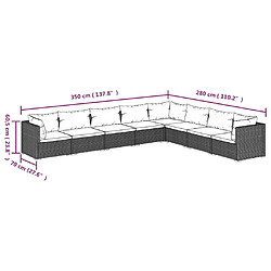 vidaXL Salon de jardin 8 pcs avec coussins résine tressée marron pas cher