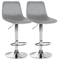 Non Lot de 2 tabourets de bar Divo velours chrome