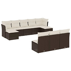 Maison Chic Salon de jardin 10 pcs avec coussins, Ensemble Tables et chaises d'extérieur marron résine tressée -GKD149148