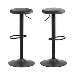 Mes Lot de 2 tabourets de bar 40x40x82 cm en tissur gris foncé et métal 