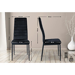 Decoshop26 Lot de 4 chaises de salle à manger design simple en tissu velours avec couture noir cadre en métal noir CDS10405