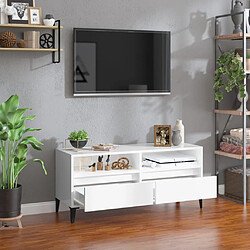 Avis Maison Chic Meuble TV scandinave - Banc TV pour salon blanc brillant 100x34,5x44,5 cm bois d'ingénierie -MN71864