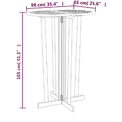 vidaXL Table de bar 90x65x105 cm Bois de teck solide pas cher