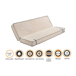 Nuits D'Or Matelas Très Ferme Pour Clic Clac 140x190 x 20 cm - Dim Assise 70 cm - Déhoussable Housse Lavable - 5 zones de Confort - Ame Poli Lattex Haute Résilience - Hypoallergénique 