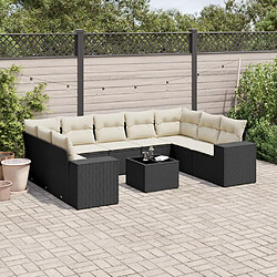 Maison Chic Salon de jardin 10 pcs avec coussins | Ensemble de Table et chaises | Mobilier d'Extérieur noir résine tressée -GKD53867