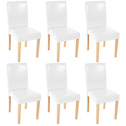 Decoshop26 Lot de 6 chaises de salle à manger cuisine en synthétique blanc pieds en bois clair design moderne 04_0000715 