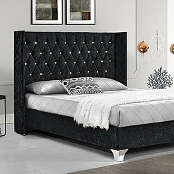 Meubler Design Lit Capitonné Grand Tête De Lit Focuse - Noir - 140x190