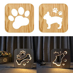 Avis Wewoo Lampe de chevet en bois de forme créative Décoration de chambre à coucher à lumière chaude chien