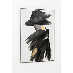 Pegane Tableau peinture à l'huile sur toile, peinte murale avec cadre en bois noir - Longueur 80 x Profondeur 3.5 x Hauteur 120 cm