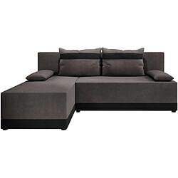 Habitat Et Jardin Canapé d'angle gauche convertible + coffre Roco L - 2 places - 200 x 139 x 83 cm - Gris Noir