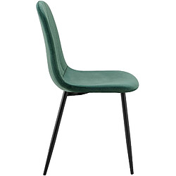 Decoshop26 Chaise de salle à manger x1 design moderne coutures verticales velours vert et pieds en métal noir 10_0001983