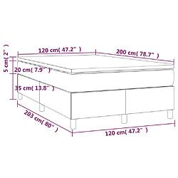 vidaXL Sommier à lattes de lit avec matelas Gris foncé 120x200cm Tissu pas cher