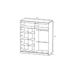 Acheter Vente-Unique Armoire 2 portes coulissantes - Avec miroir - L203 cm - Coloris : Blanc - AUTLAN