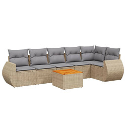 vidaXL Salon de jardin avec coussins 7 pcs beige résine tressée