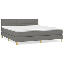 vidaXL Sommier à lattes de lit avec matelas Gris foncé 160x200cm Tissu