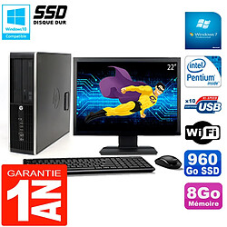 PC HP Compaq Pro 6200 SFF Ecran 22" Intel G840 8Go 960 Go SSD Graveur DVD Wifi W7 · Occasion 