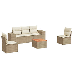 vidaXL Salon de jardin avec coussins 6 pcs beige résine tressée