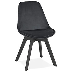 Alterego Chaise en velours noir 'JOE' avec structure en bois noir JOE