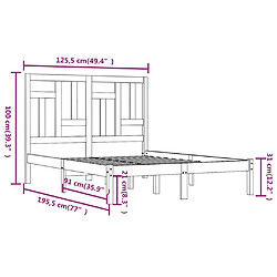 vidaXL Cadre de lit bois massif 120x190 cm petit double pas cher